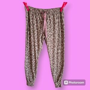 George Pink & Gray Leopard Print Waffle Knit Lounge Pajama Pants Size Large